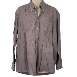 Alan‎ Flusser Men's Long Sleeve Button Down Shirt Black White Burgundy Check XL